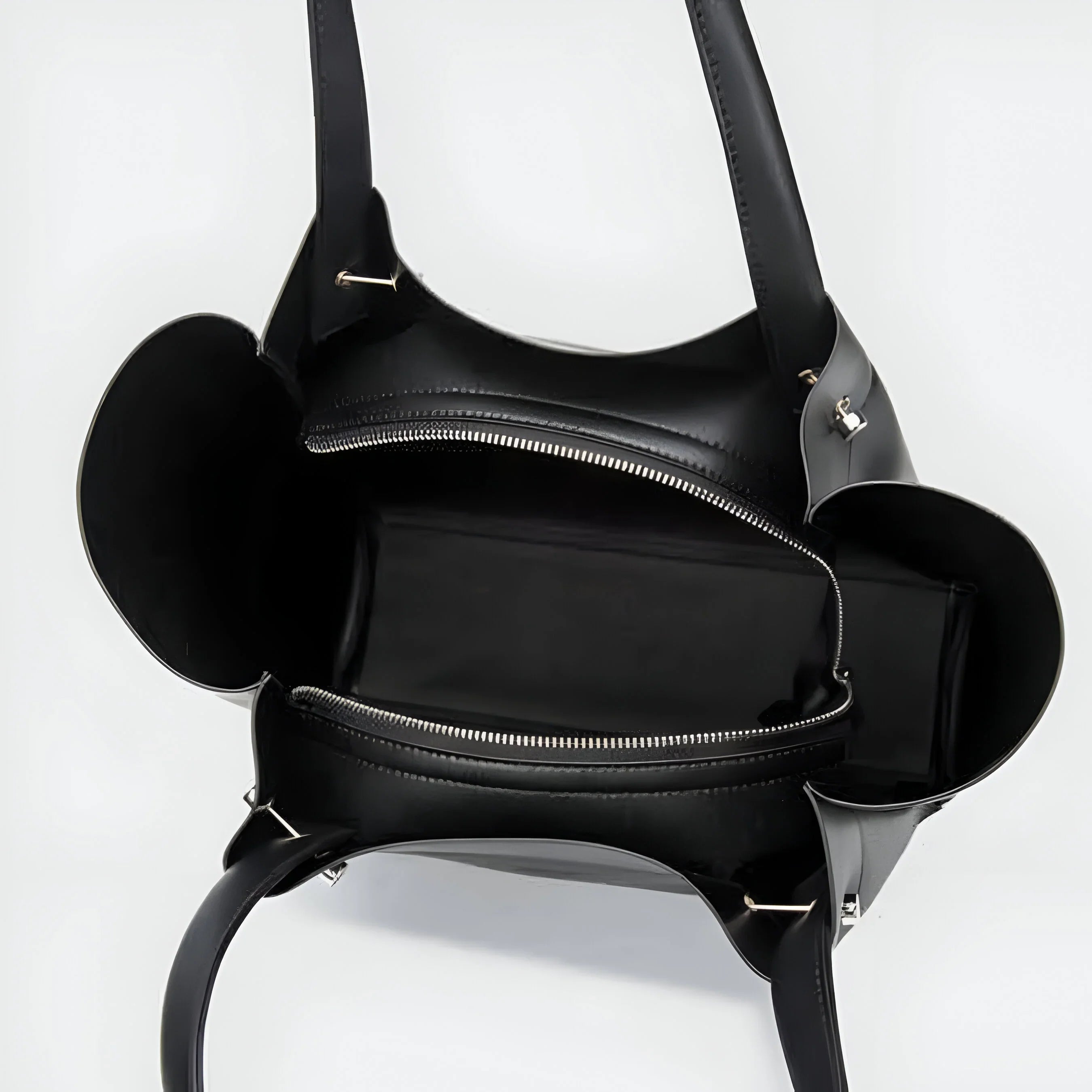 Split Leather Tote Bag with Zipper Closure