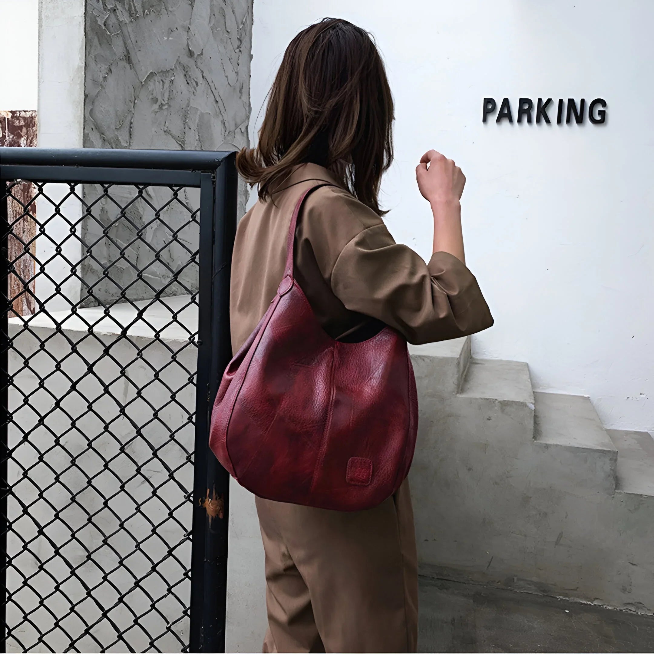 Women's Vintage Large Shoulder Leather Bag