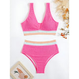 High-Waist Bikini Set with Crochet Details