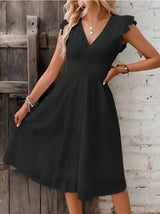 Lotus Leaf Sleeve A-Line Dress