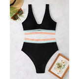 High-Waist Bikini Set with Crochet Details