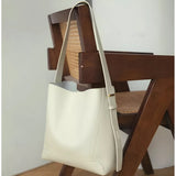 Button-Closure Bucket Shoulder Bag