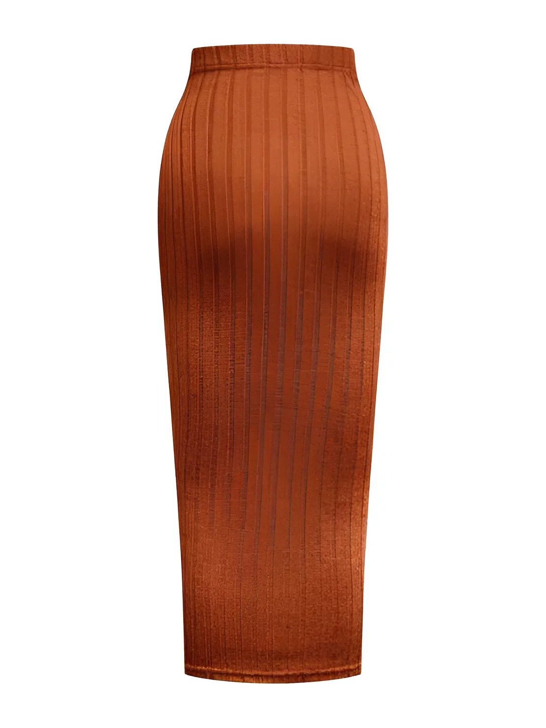 Women's high-waist ribbed knit pencil skirt