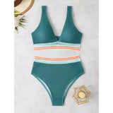 High-Waist Bikini Set with Crochet Details