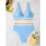 High-Waist Bikini Set with Crochet Details