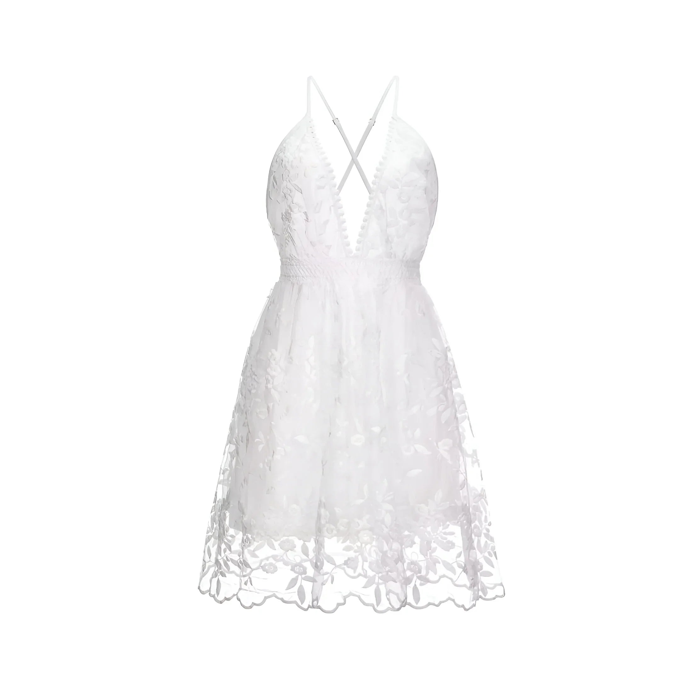 Delicate Lace Mini Dress with Adjustable Back Tie
