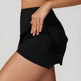 High-waist athletic skort with built-in shorts