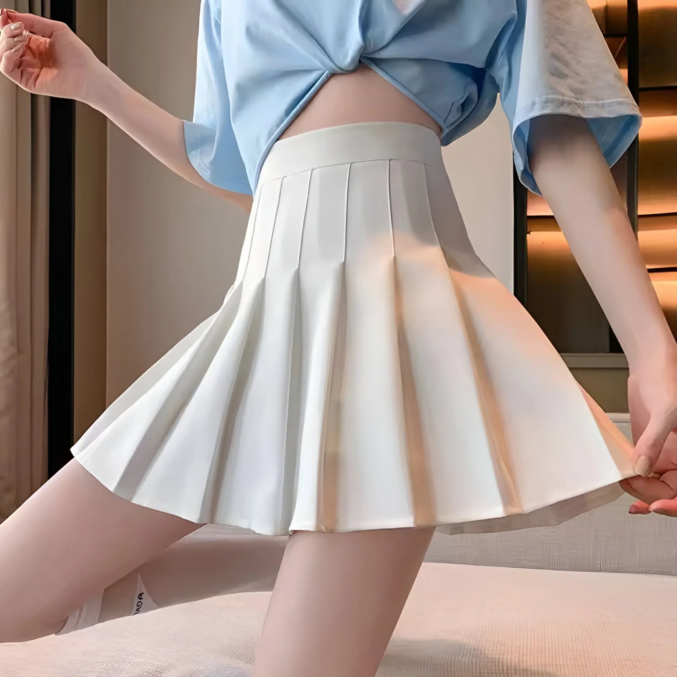 High-waist pleated mini skirt – Comfortable & versatile