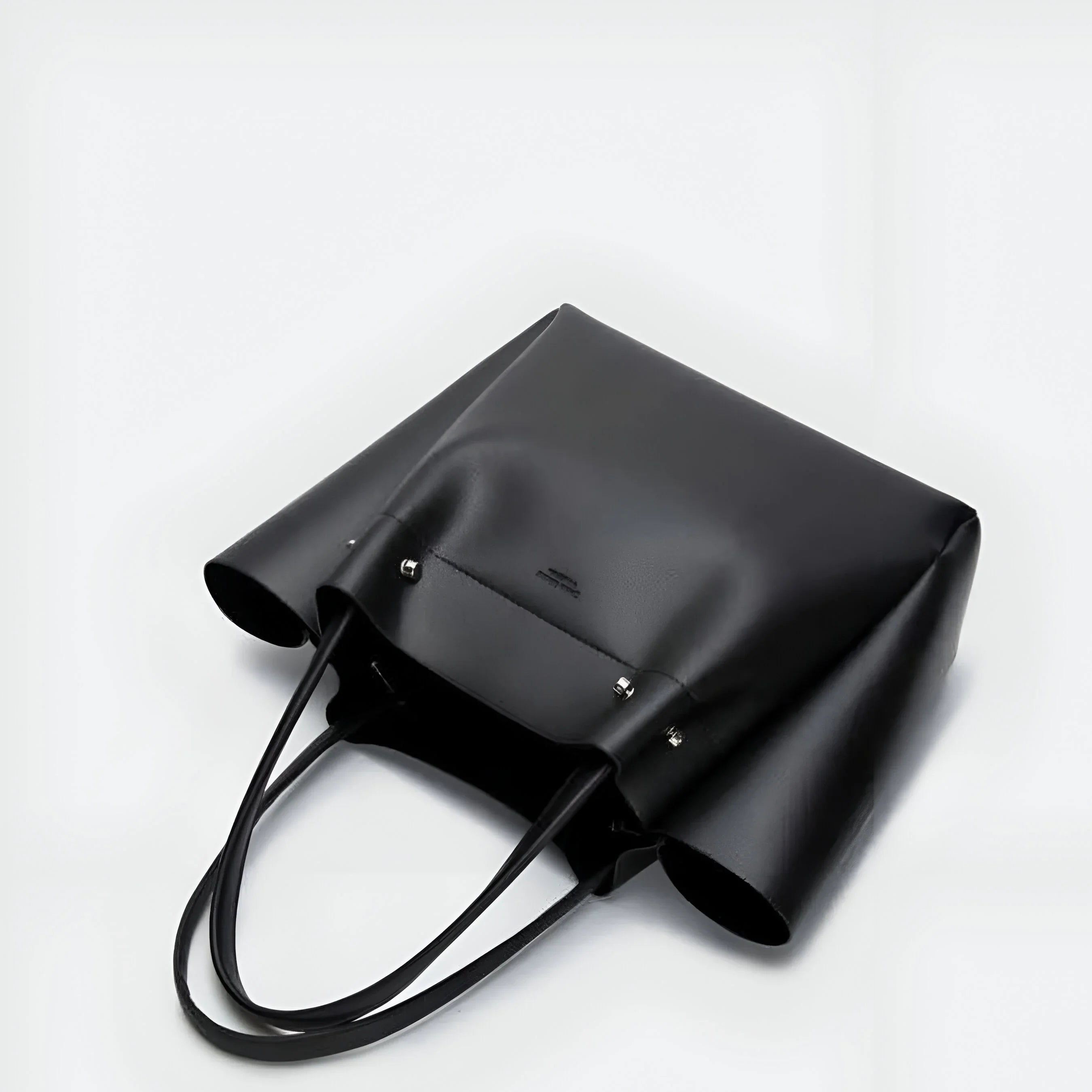 Split Leather Tote Bag with Zipper Closure