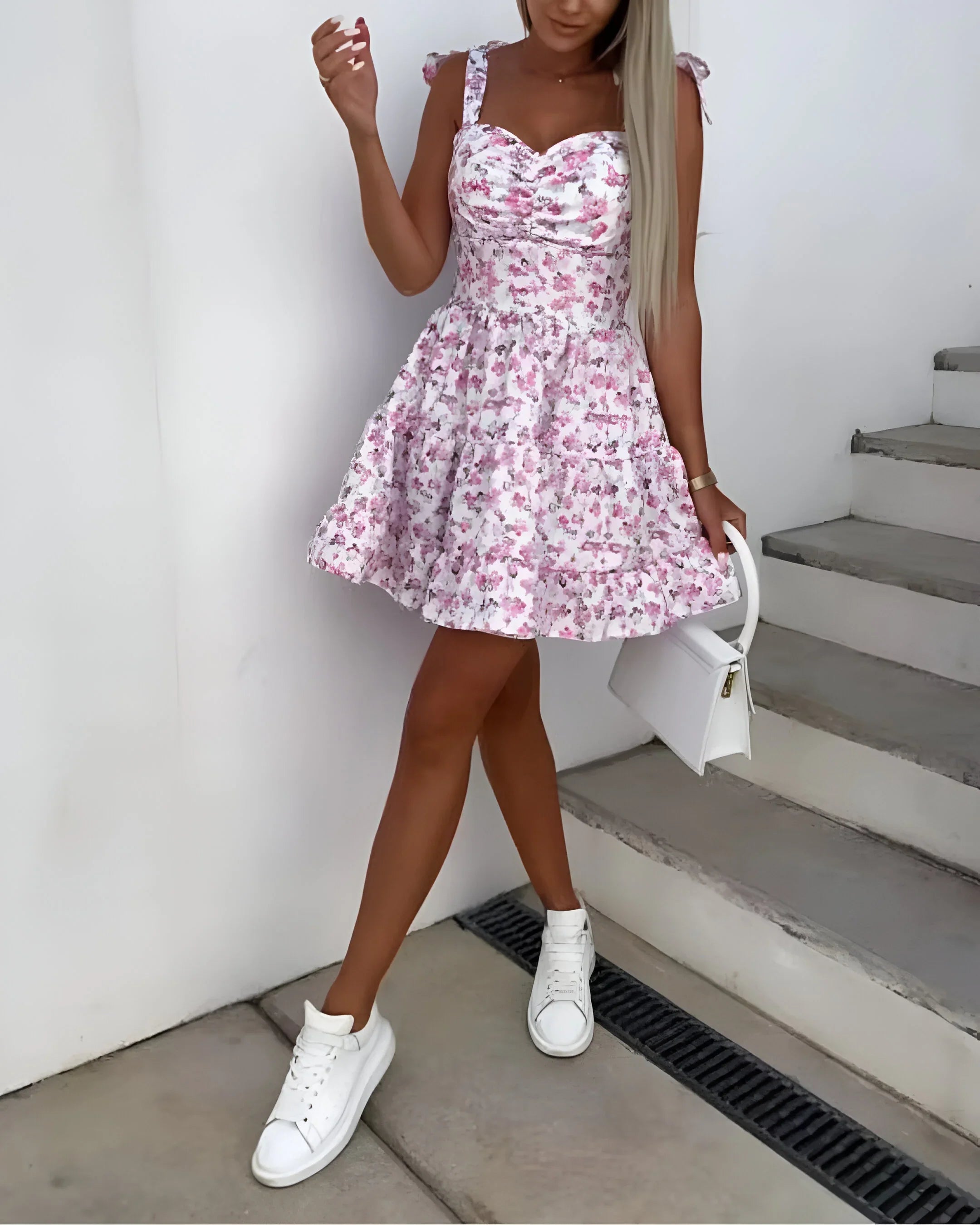 Printed Waist Fold-Up Dress