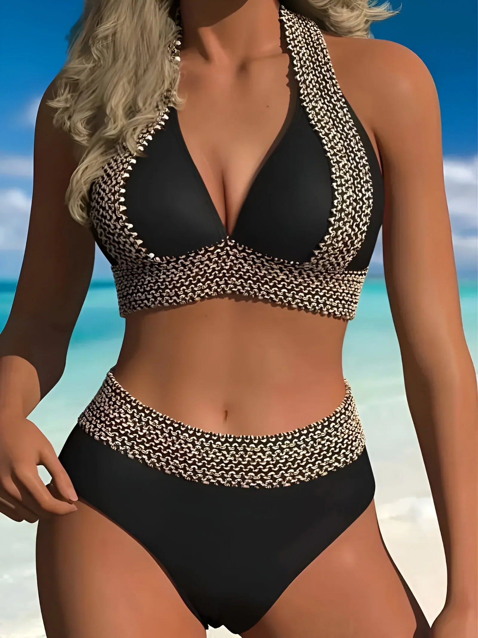 Women’s High-Waisted Bikini Swimsuit Two Piece Set