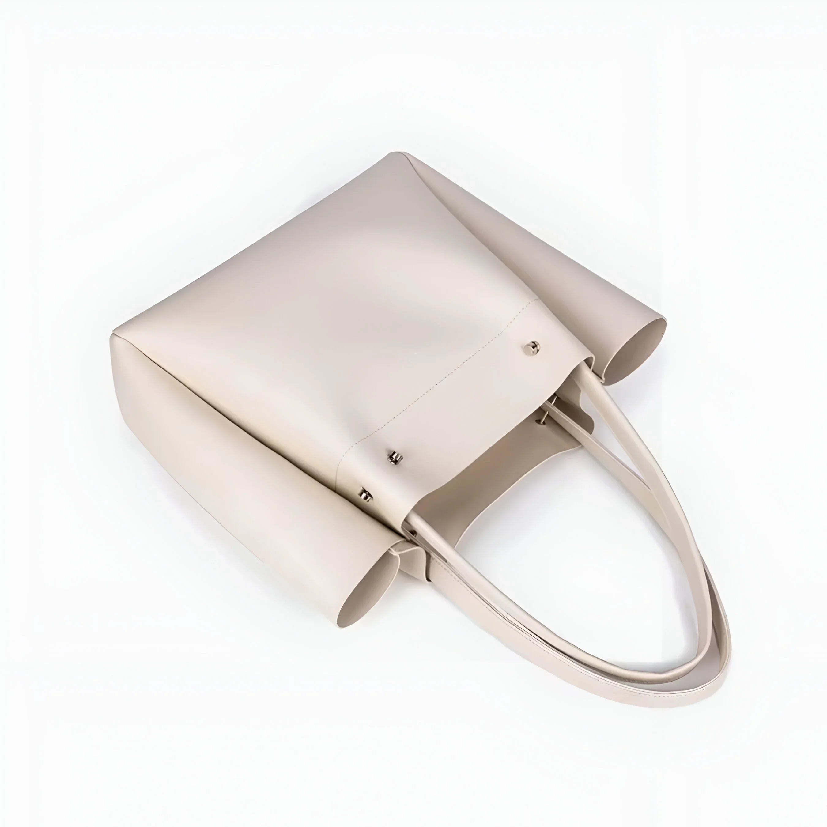 Split Leather Tote Bag with Zipper Closure