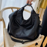 Large Leather Tote with Zipper Closure