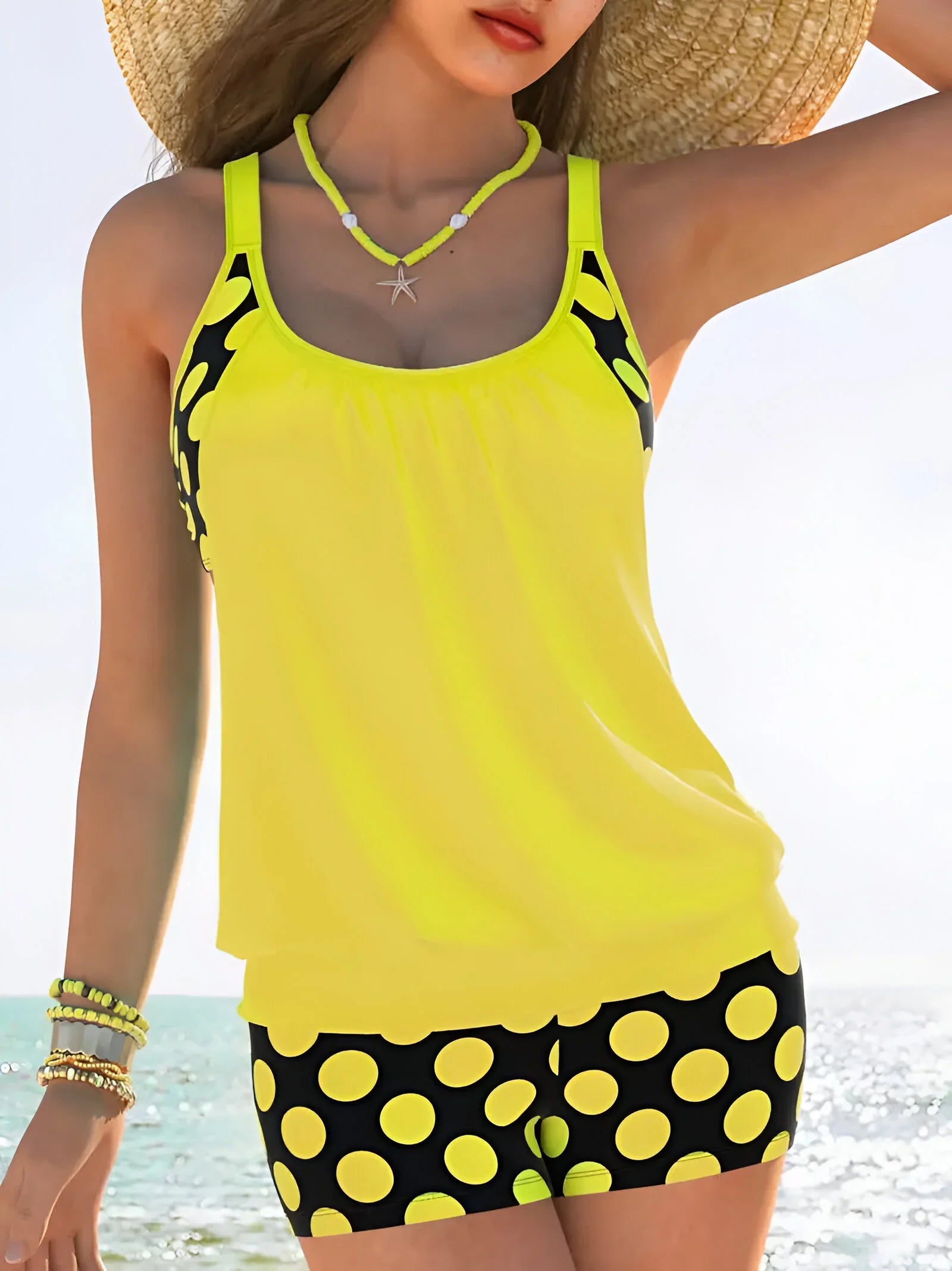 Women's Colorful Polka Dot Swimsuit Two Piece Set