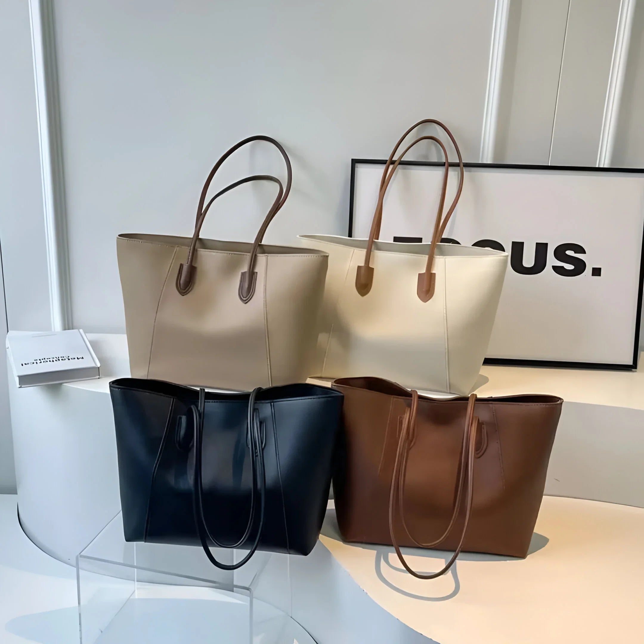 Stylish Sewing Thread Shoulder Leather Bag