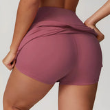 High-waist athletic skort with built-in shorts