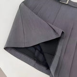 High-waist pleated A-line skirt