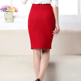 High-waist slim fit slit skirt