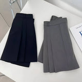 High-waist pleated A-line skirt