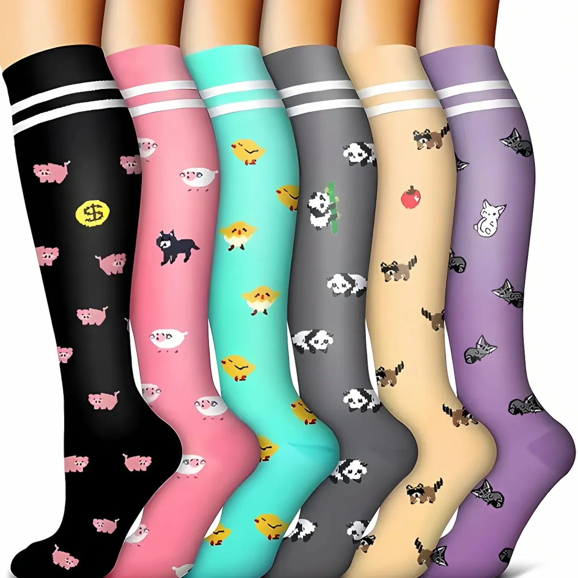 6-Pair Compression Socks for Daily Comfort