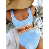 High-Waist Bikini Set with Crochet Details