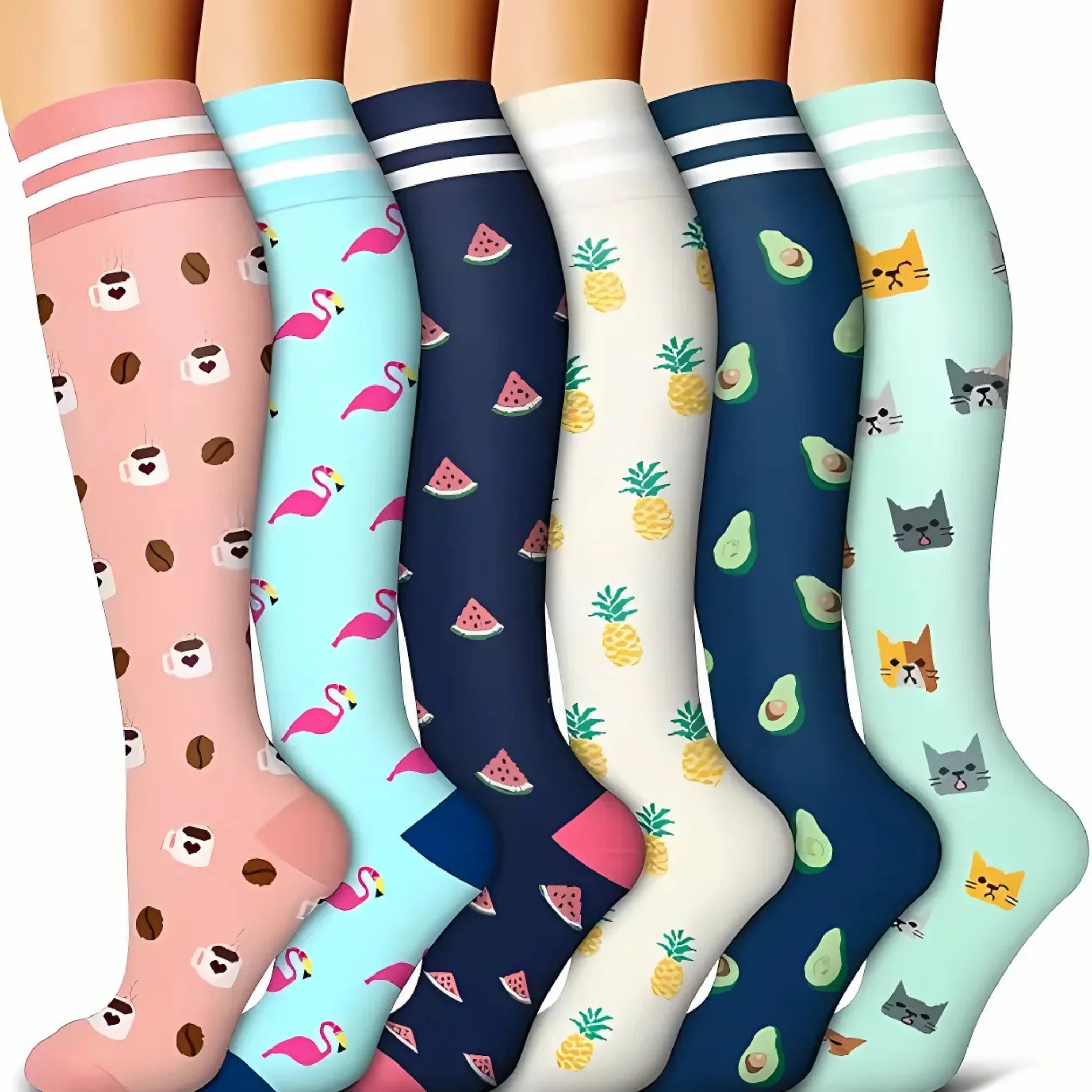 6-Pair Compression Socks for Daily Comfort