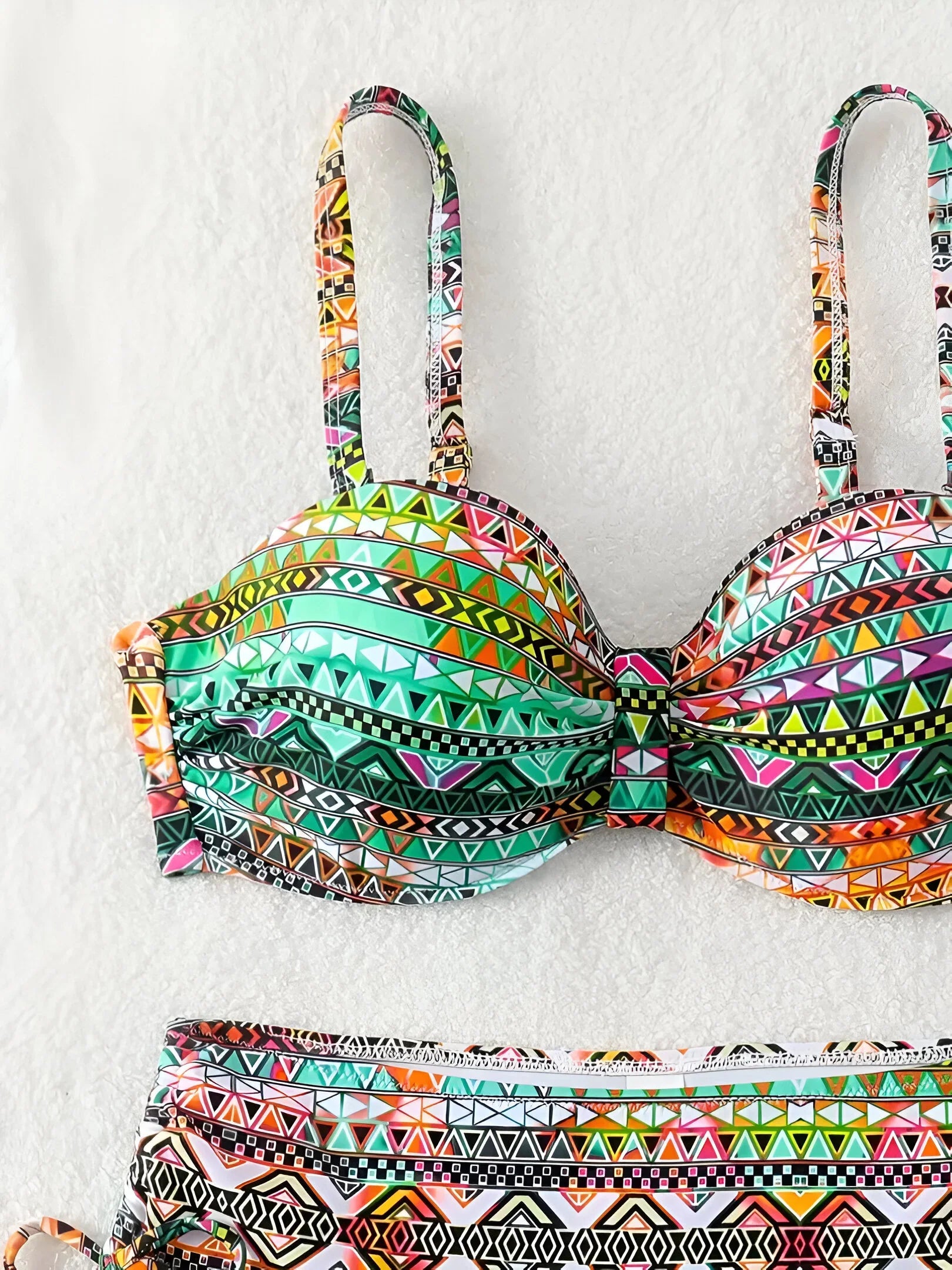Colorful Printed Bikini Set with Adjustable Drawstring