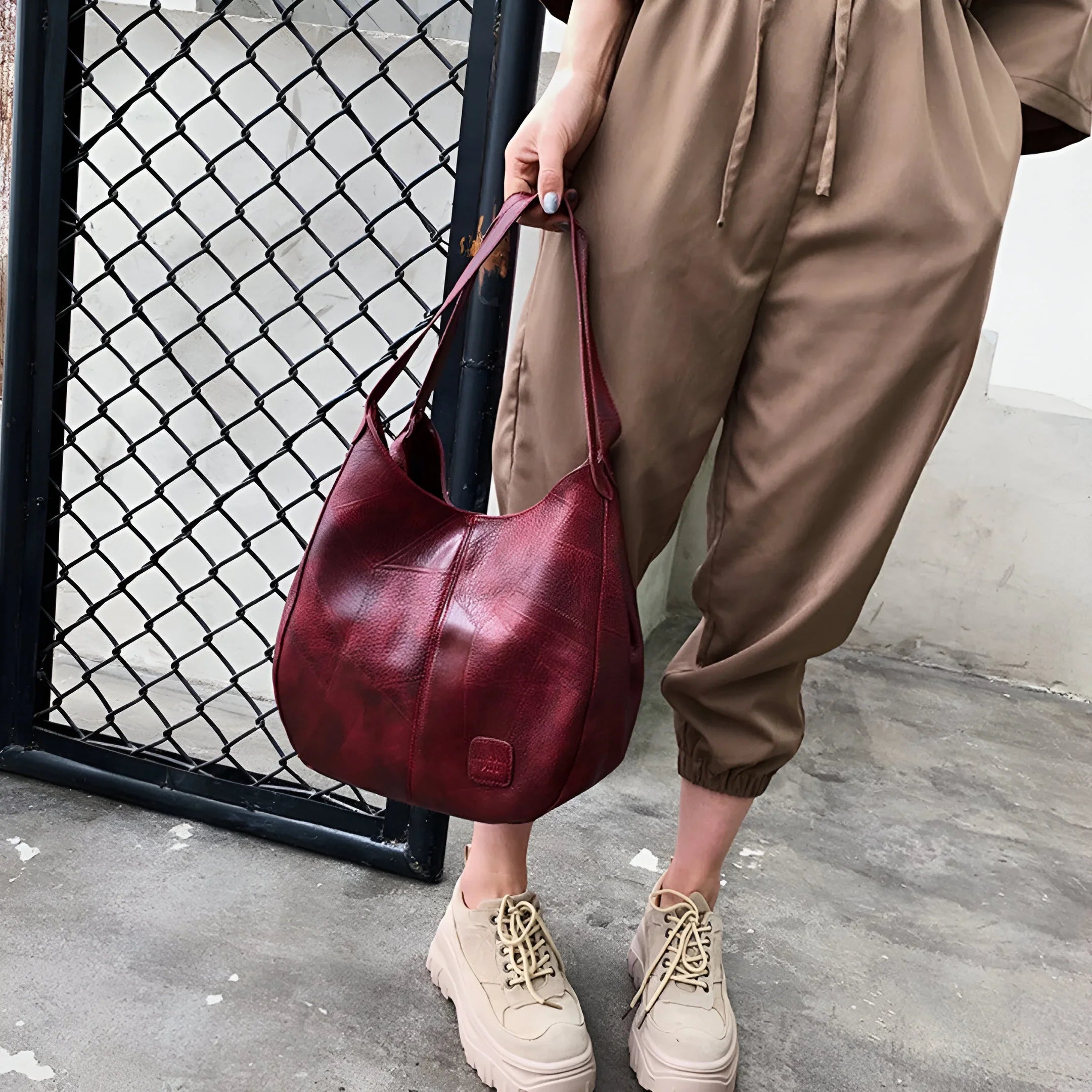 Women's Vintage Large Shoulder Leather Bag