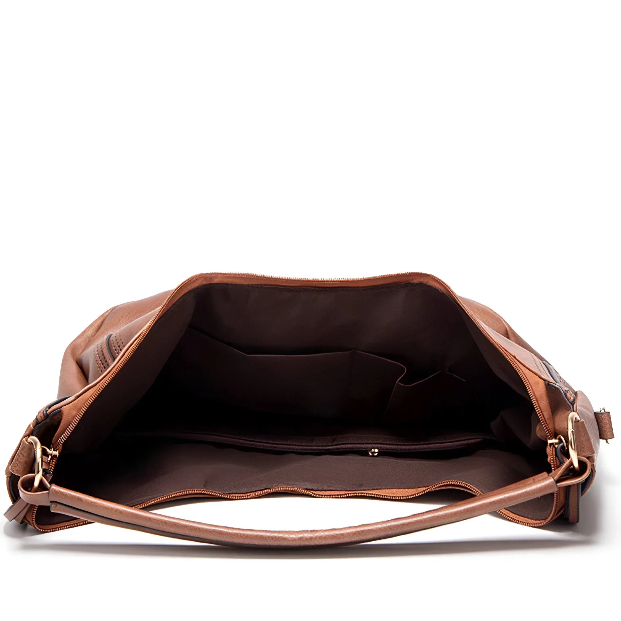 Two Piece Retro-Inspired Large Leather Shoulder Bag