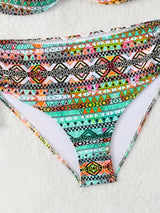 Colorful Printed Bikini Set with Adjustable Drawstring