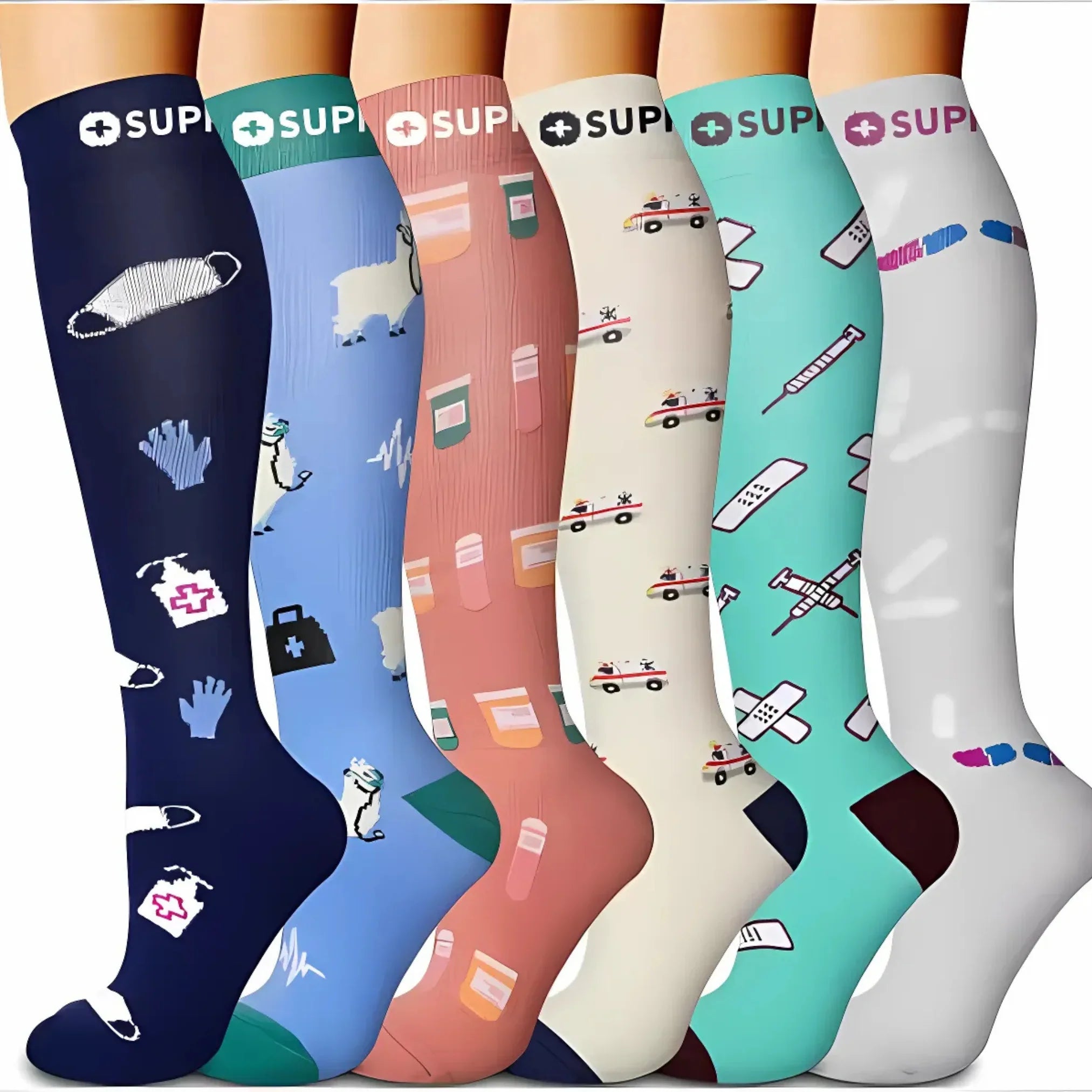 6-Pair Compression Socks for Daily Comfort