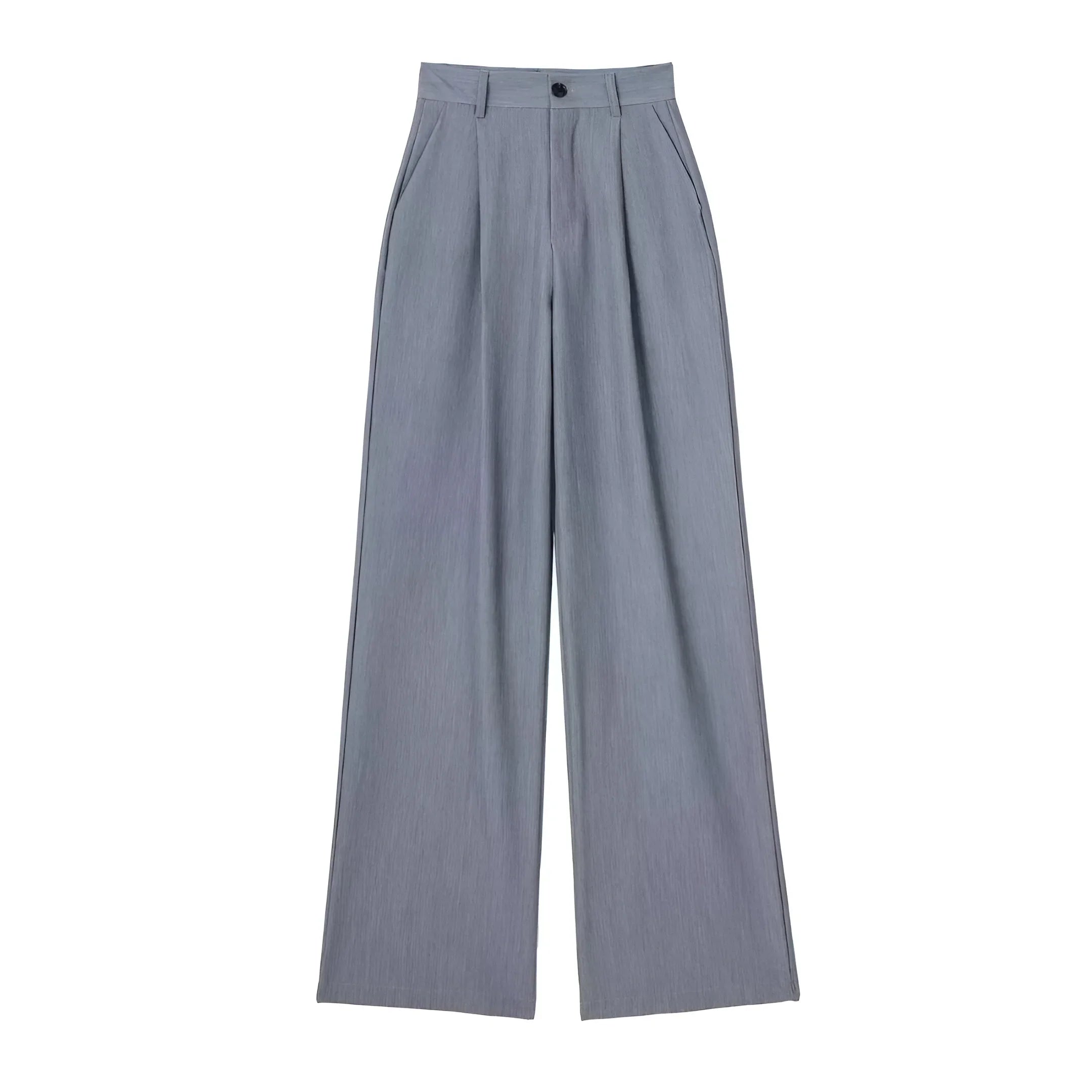 Striped & Solid Color High-Waisted Wide-Leg Pants