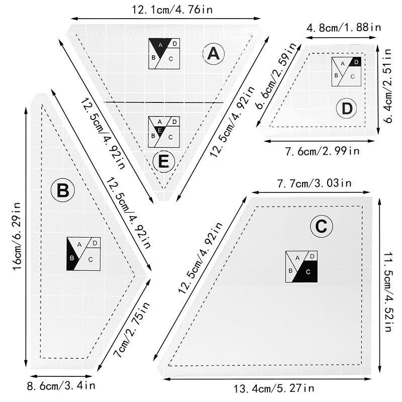 【LAST DAY SALE】Creative Quilting Cutting Template (4 pcs set)