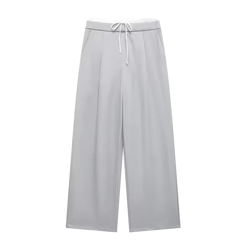 Women's High-Waisted Lace-Up Straight Pants