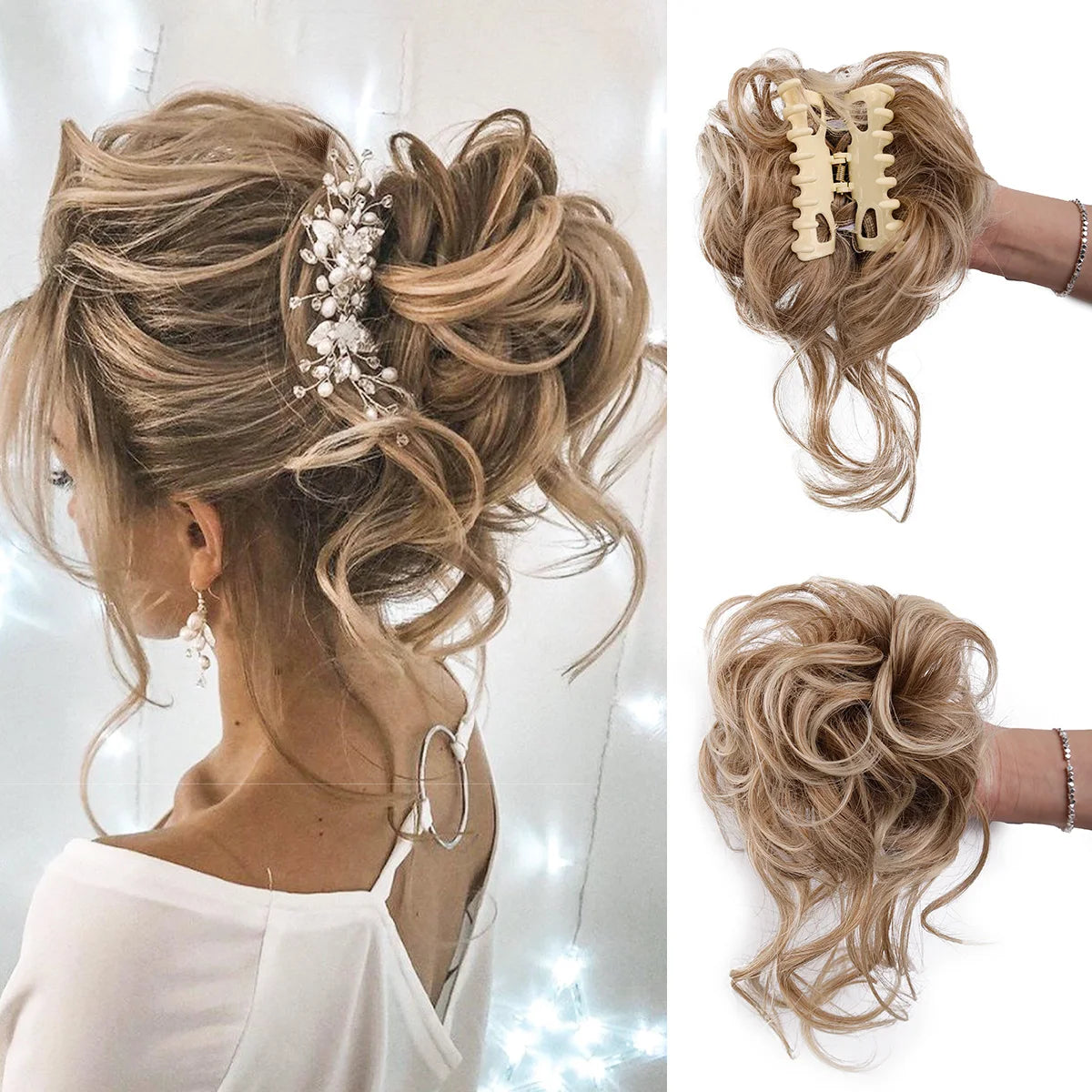 Clip-in Curly Hair Bun | Messy Bun Hair Piece
