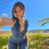 【LAST DAY SALE】Heart Shaped Backless Denim Jumpsuit