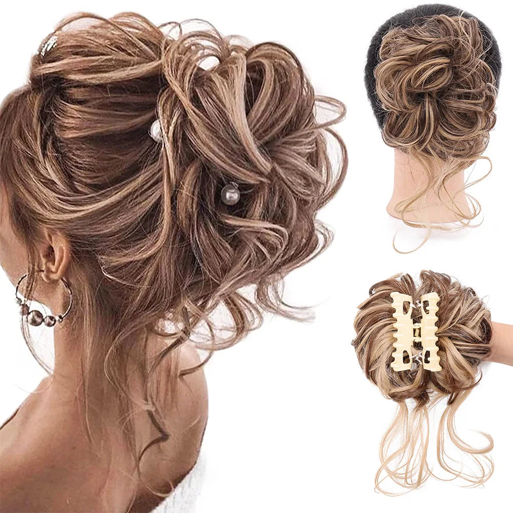 Clip-in Curly Hair Bun | Messy Bun Hair Piece