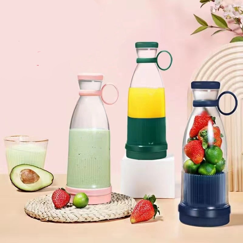 Portable Blender, Personal Size Blender for Juice, Shakes and Smoothies, Wireless Charging with Four Blades, Mini Travel Bottle for Blender, Size: 82*