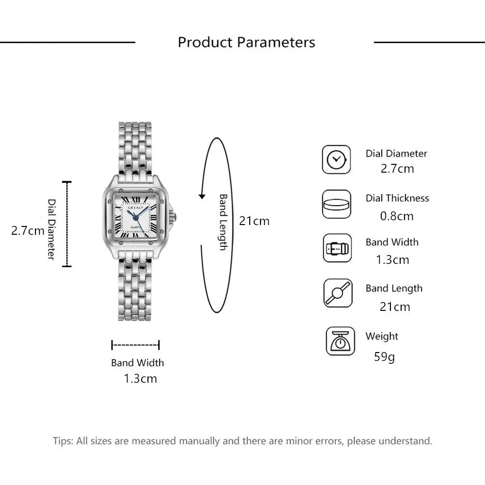Women's Square Stainless Steel Quartz Watch
