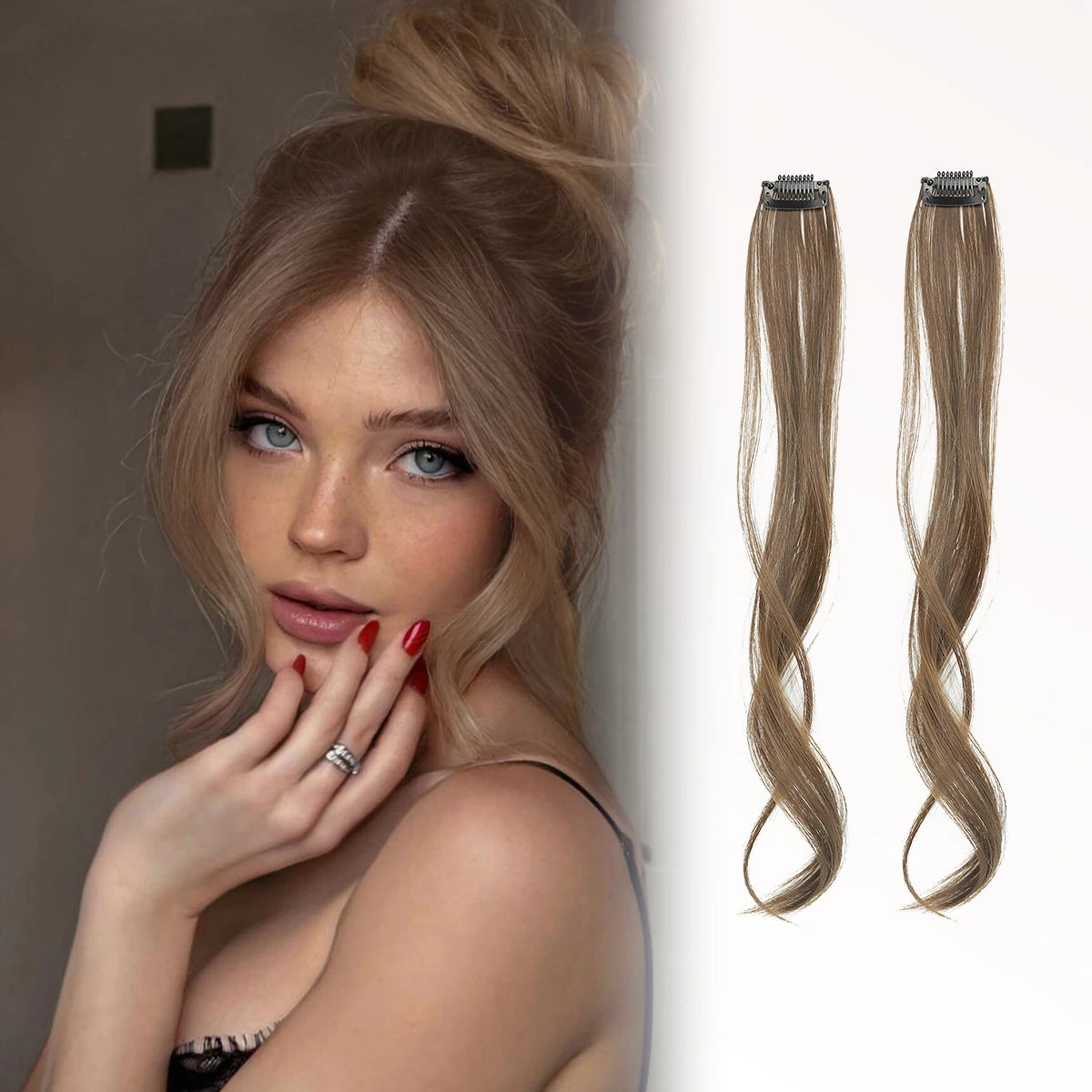 Long Side Air Bangs | Wavy Curly Clip-in Bangs