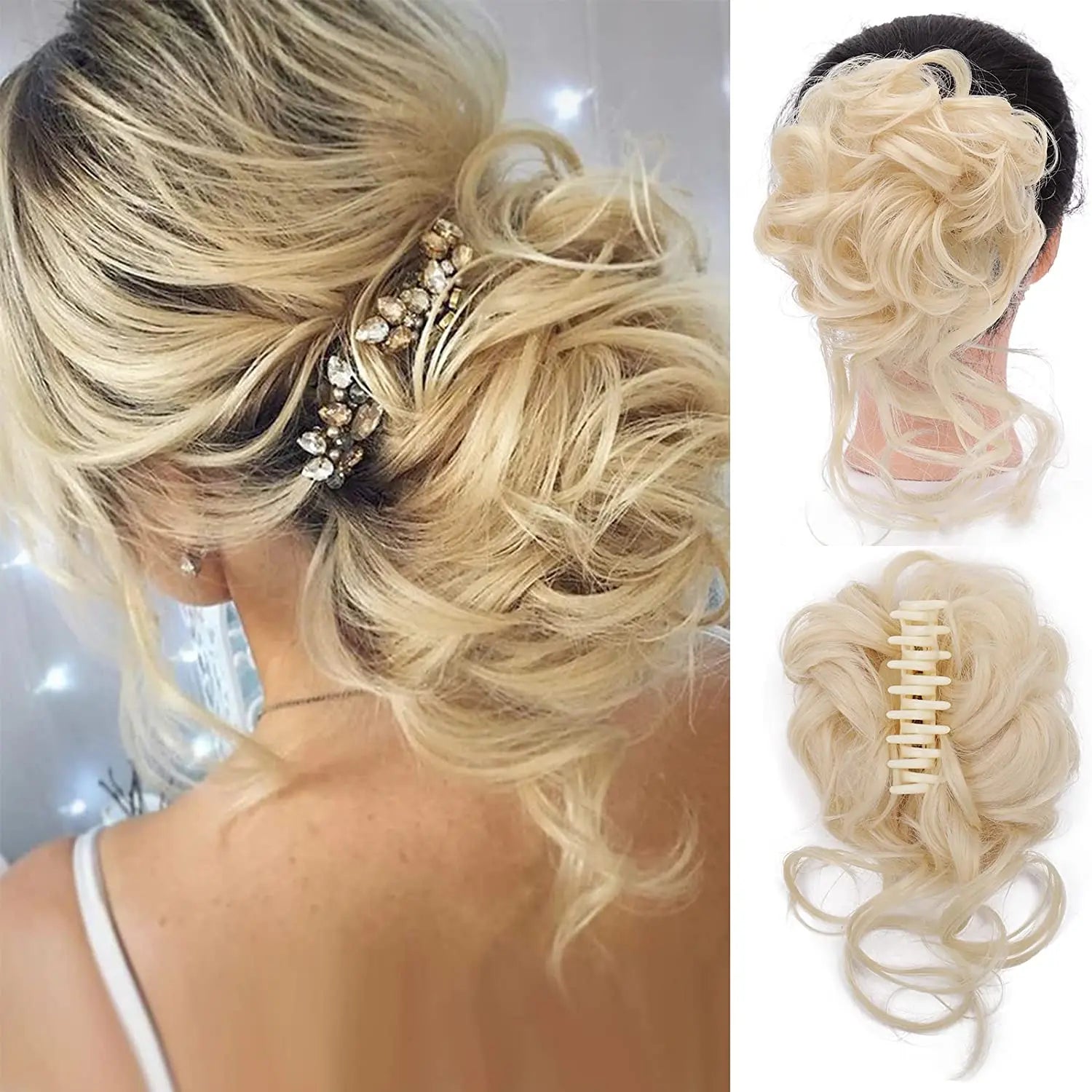 Clip-in Curly Hair Bun | Messy Bun Hair Piece