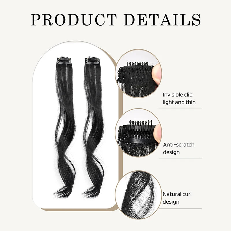 Long Side Air Bangs | Wavy Curly Clip-in Bangs