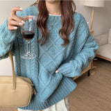 【LAST DAY SALE】Women's Round Neck Cable Knit Batwing Sweater