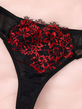 Sexy Lace Lingerie Set – Black & Red Push-Up Bra & Panties