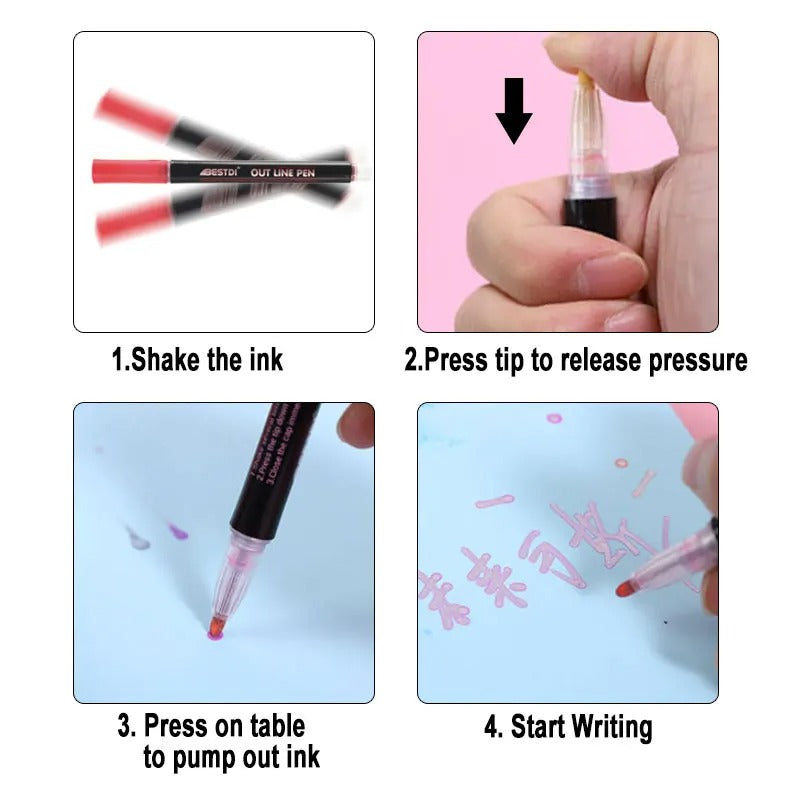 【LAST DAY SALE】GlitterFlow™ - Drawing Outline Glitter Marker