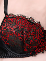 Sexy Lace Lingerie Set – Black & Red Push-Up Bra & Panties