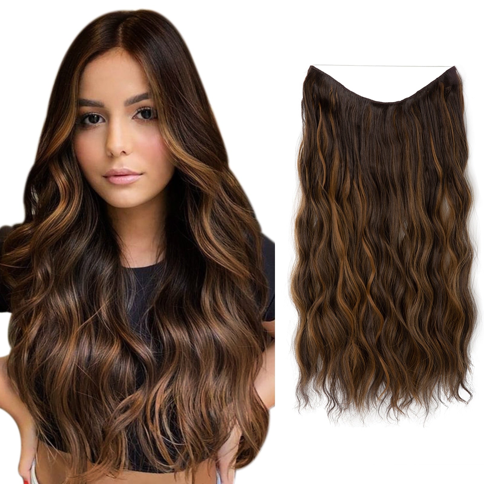 【LAST DAY SALE】Invisible Halo Hair Extensions - Strong and indestructible (Buy 1 Get 1 Free)