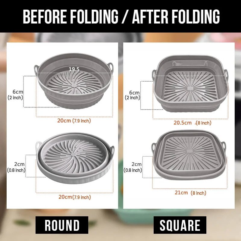 【LAST DAY SALE】Foldable Air Fryer Silicone Grill Pan