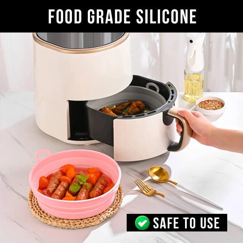【LAST DAY SALE】Foldable Air Fryer Silicone Grill Pan