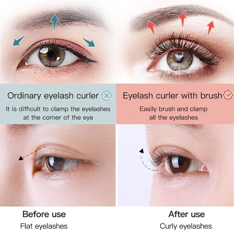 【LAST DAY SALE】New Eyelash curler with brush Makeup Tools (Buy 1 Get 1 Free)